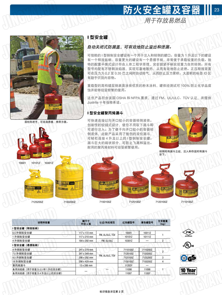JUSTRITE，美國(guó)杰斯瑞特，justriteI型安全罐,柴油汽油存放罐，酒精松香水安全存儲(chǔ)罐，防火安全罐，防爆安全罐