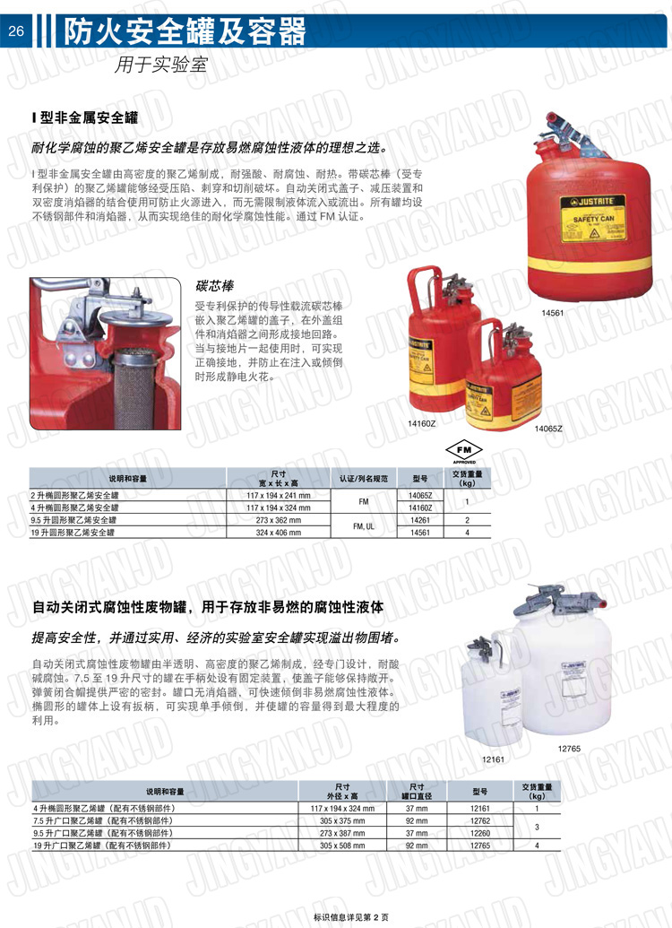 JUSTRITE，美國(guó)杰斯瑞特，justriteI型安全罐,柴油汽油存放罐，酒精松香水安全存儲(chǔ)罐，防火安全罐，防爆安全罐