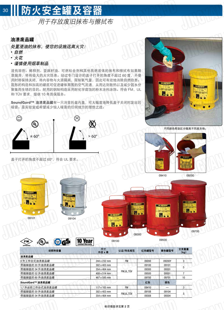 美國(guó)杰斯瑞特，JUSTRITE，活塞安全罐，盛漏式活塞罐，化學(xué)品分裝罐，
